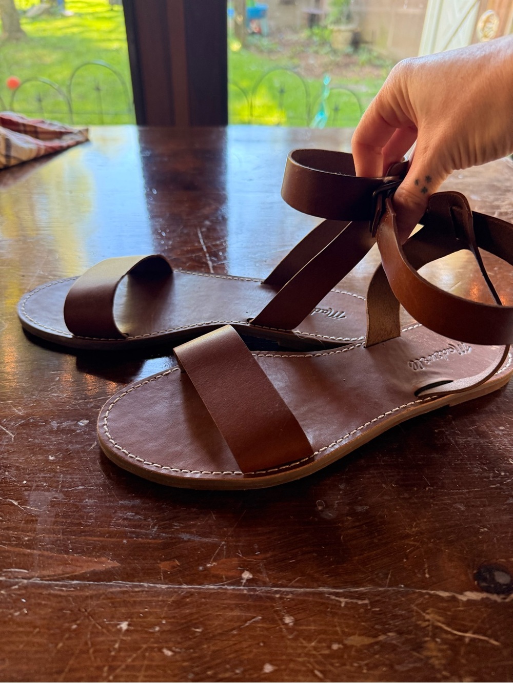 Women's Brown Ankle-Strap Leather Sandals